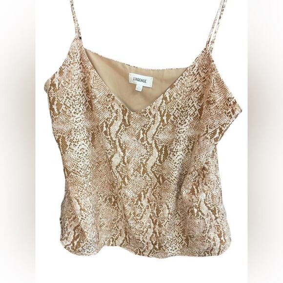 L’AGENCE Jane Silk Camisole Tank Top in Brown Snakeskin Sz Medium EUC $240 MSRP - Picture 2 of 11